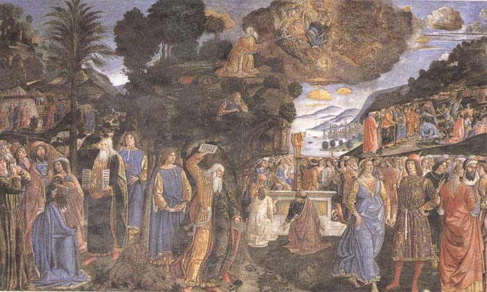 Cosimo Rosselli and Assistants,Moses receiving the Tablets of the Law and Worship of the Golden Calf